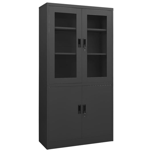 vidaXL Office Cabinet | Anthracite | Steel, tempered glass | Large
