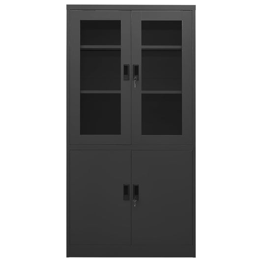 vidaXL Office Cabinet | Anthracite | Steel, tempered glass | Large