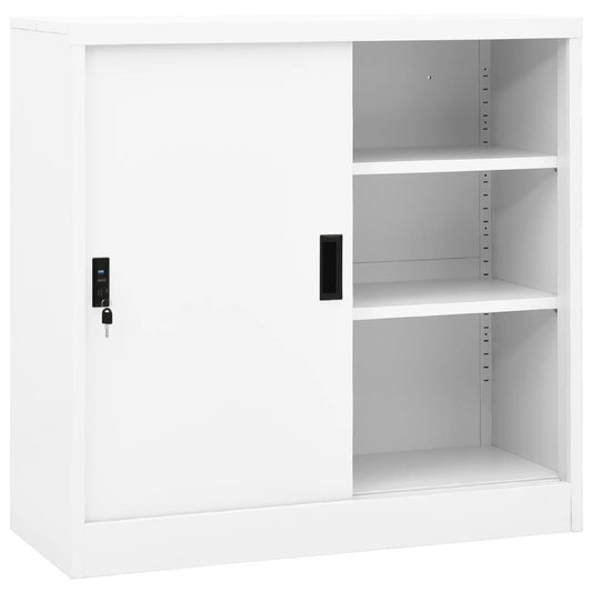 vidaXL Office Cabinet | White | Steel | 90 cm x 40 cm x 90 cm | Filing Cabinet