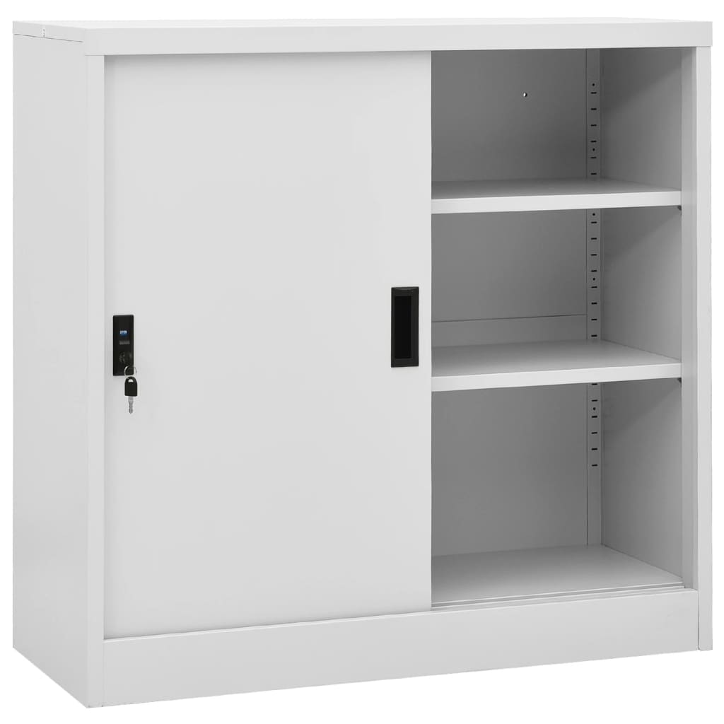 vidaXL Office Cabinet | Light grey | Steel | Medium | Locks | Office Cabinet