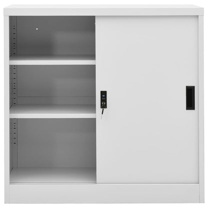 vidaXL Office Cabinet | Light grey | Steel | Medium | Locks | Office Cabinet