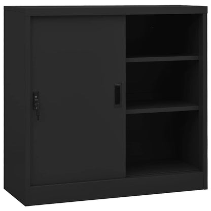vidaXL Office Cabinet with Sliding Door Anthracite 90x40x90 cm Steel