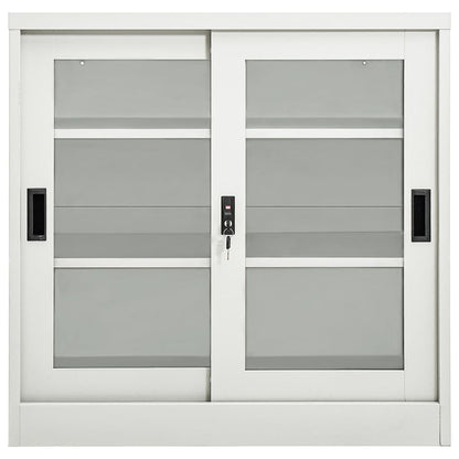 vidaXL Sliding Door Cabinet | Light grey | Steel, tempered glass | Medium