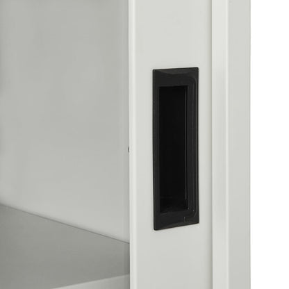 vidaXL Sliding Door Cabinet | Light grey | Steel, tempered glass | Medium