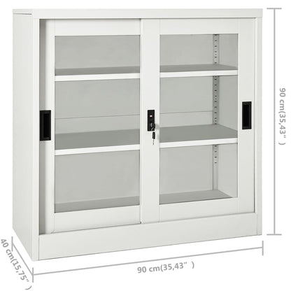 vidaXL Sliding Door Cabinet | Light grey | Steel, tempered glass | Medium