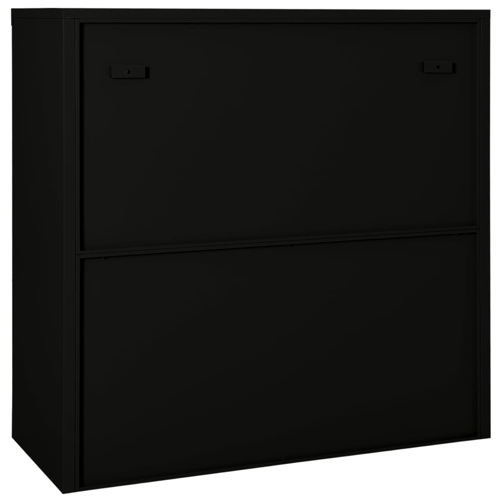 vidaXL Sliding Door Cabinet | Black | Steel, Tempered Glass | Medium