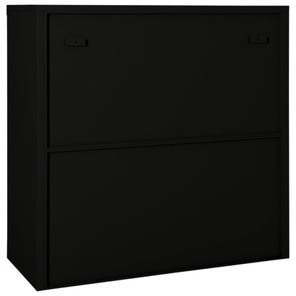 vidaXL Sliding Door Cabinet | Black | Steel, Tempered Glass | Medium
