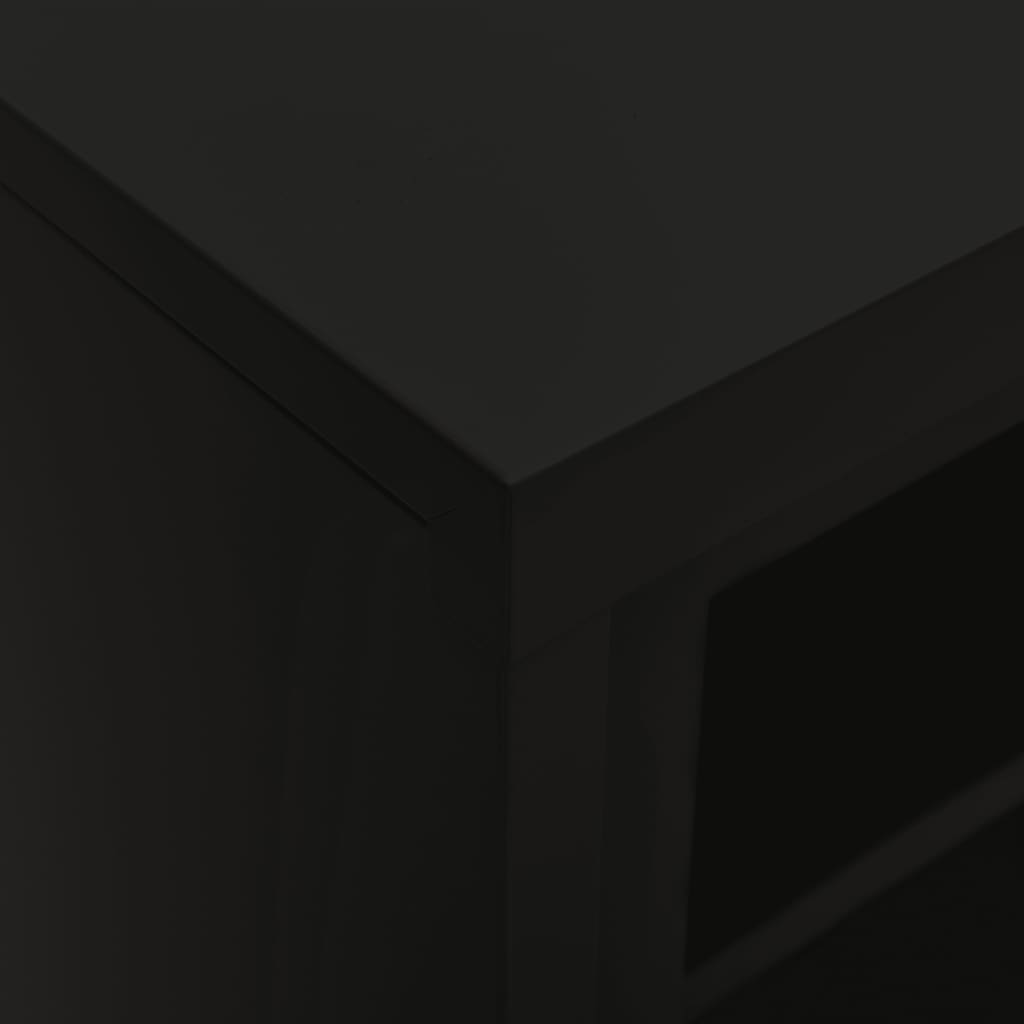 vidaXL Sliding Door Cabinet | Black | Steel, Tempered Glass | Medium