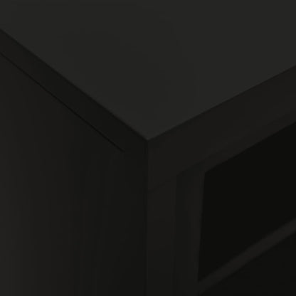 vidaXL Sliding Door Cabinet | Black | Steel, Tempered Glass | Medium