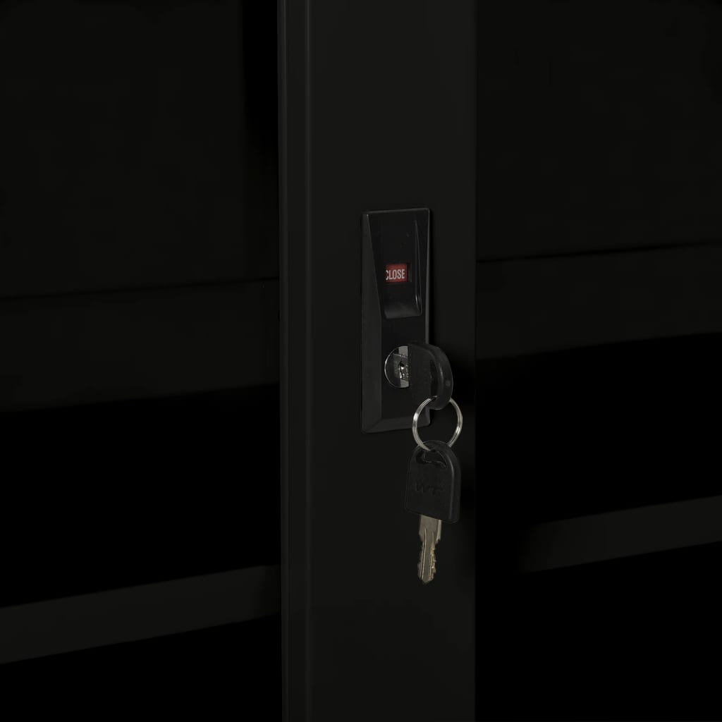 vidaXL Sliding Door Cabinet | Black | Steel, Tempered Glass | Medium