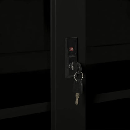 vidaXL Sliding Door Cabinet | Black | Steel, Tempered Glass | Medium