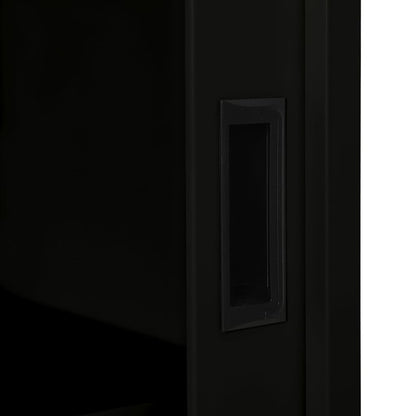 vidaXL Sliding Door Cabinet | Black | Steel, Tempered Glass | Medium