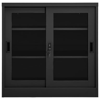 vidaXL Sliding Door Cabinet | Anthracite | Steel, tempered glass
