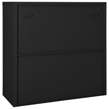 vidaXL Sliding Door Cabinet | Anthracite | Steel, tempered glass