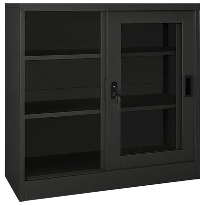 vidaXL Sliding Door Cabinet | Anthracite | Steel, tempered glass