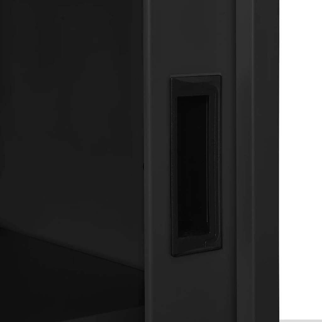 vidaXL Sliding Door Cabinet | Anthracite | Steel, tempered glass