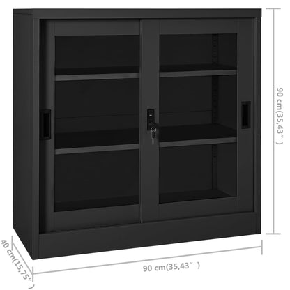 vidaXL Sliding Door Cabinet | Anthracite | Steel, tempered glass