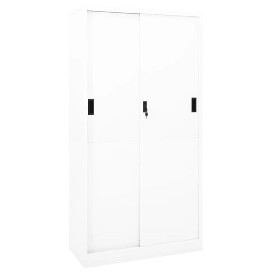 vidaXL Office Cabinet | White | Steel | 90x40x180 cm | Sliding Components