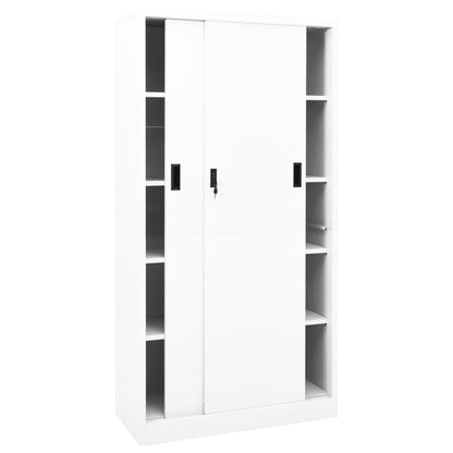 vidaXL Office Cabinet | White | Steel | 90x40x180 cm | Sliding Components