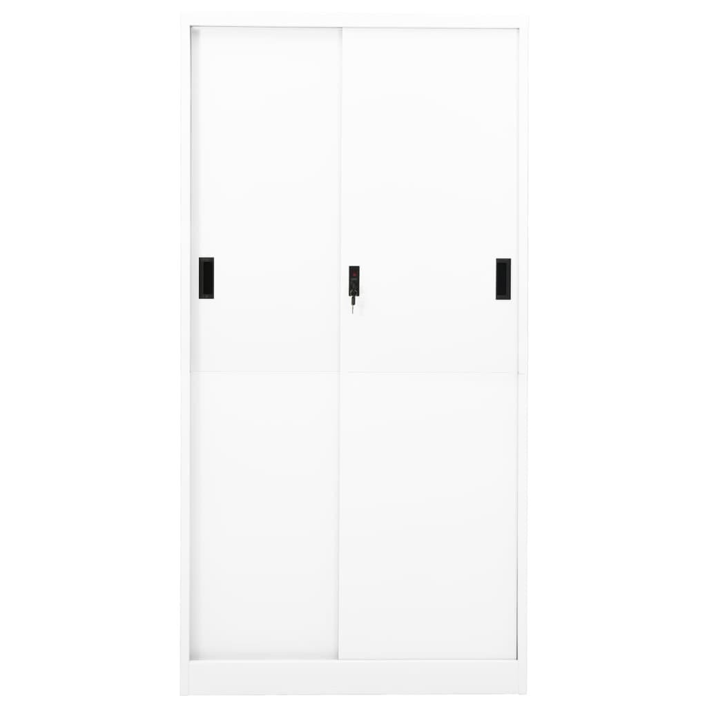 vidaXL Office Cabinet | White | Steel | 90x40x180 cm | Sliding Components