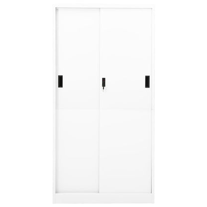 vidaXL Office Cabinet | White | Steel | 90x40x180 cm | Sliding Components