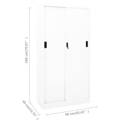 vidaXL Office Cabinet | White | Steel | 90x40x180 cm | Sliding Components