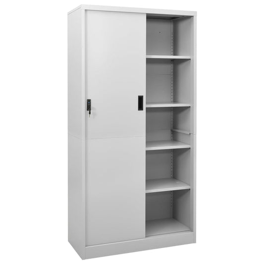vidaXL Office Cabinet | Light Grey | Steel | Large | Office Cabinet