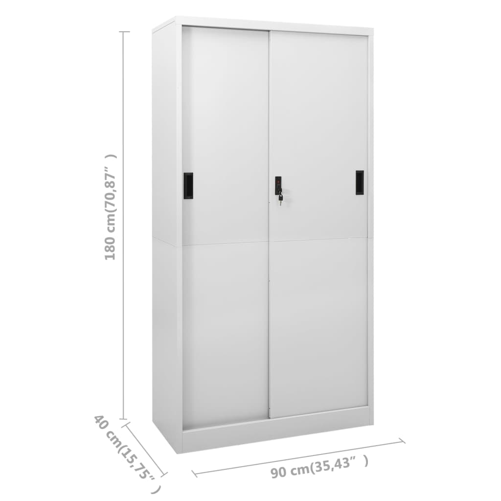 vidaXL Office Cabinet | Light Grey | Steel | Large | Office Cabinet
