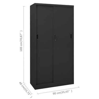 vidaXL Office Cabinet with Sliding Door Anthracite 90x40x180 cm Steel
