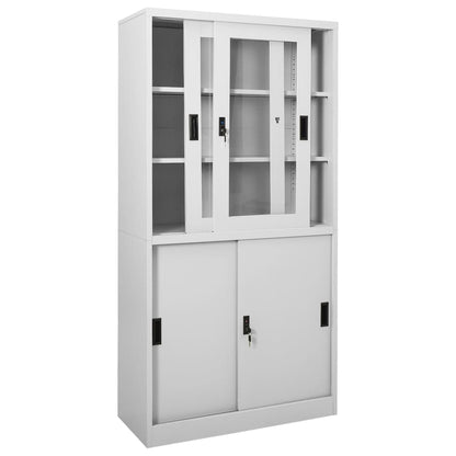 vidaXL Office Cabinet with Sliding Door Light Grey 90x40x180 cm Steel