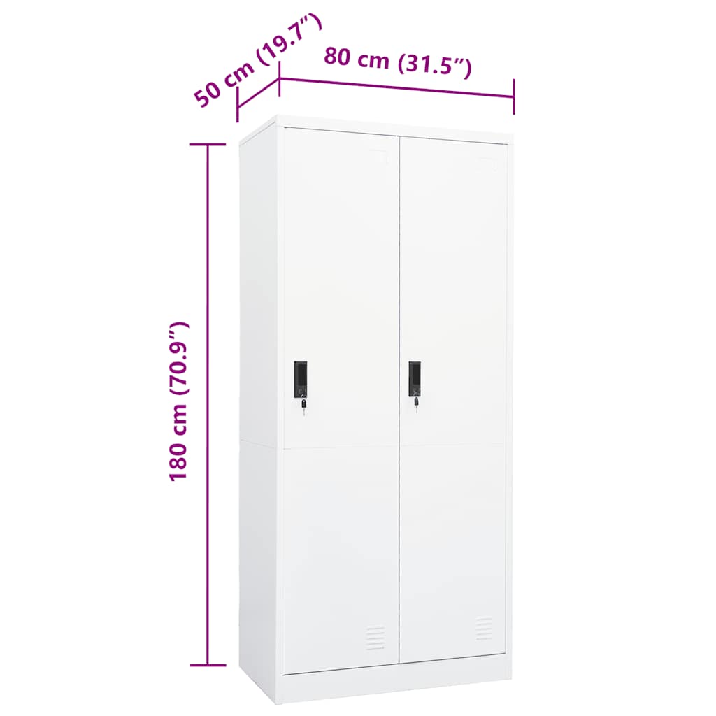 vidaXL Wardrobe White 80x50x180 cm Steel