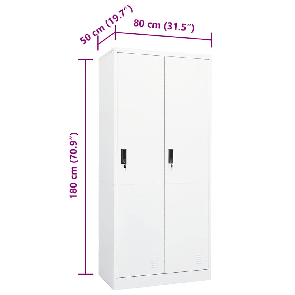335966 vidaXL Wardrobe White 80x50x180 cm Steel