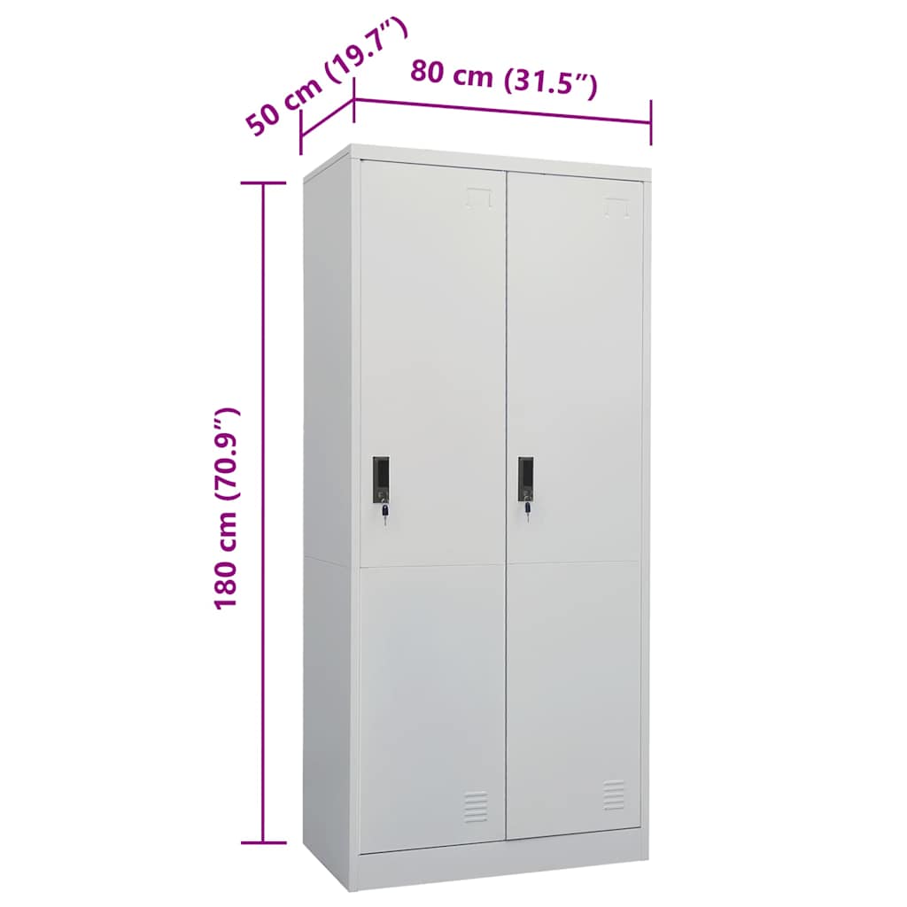 335967 vidaXL Wardrobe Light Grey 80x50x180 cm Steel