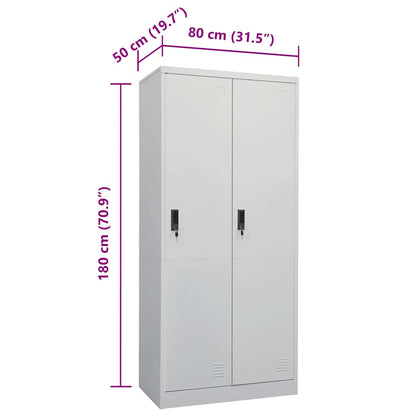 335967 vidaXL Wardrobe Light Grey 80x50x180 cm Steel