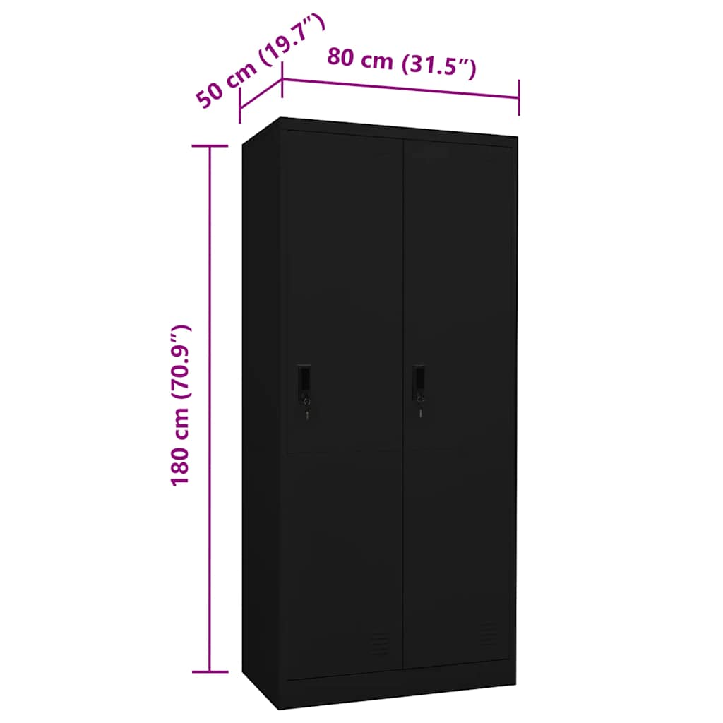 vidaXL Wardrobe Black 80x50x180 cm Steel