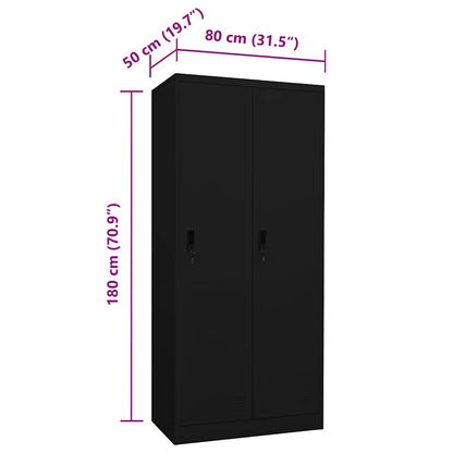 vidaXL Wardrobe Black 80x50x180 cm Steel