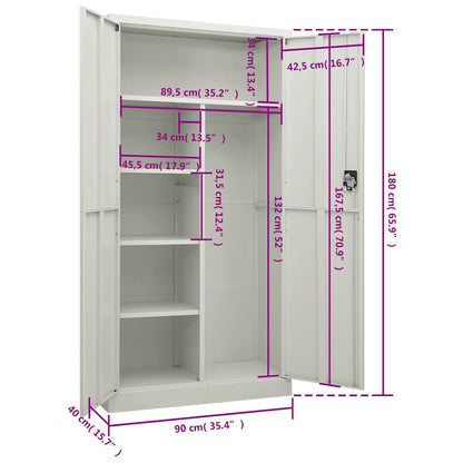 vidaXL Locker Cabinet Light Grey 90x40x180 cm Steel