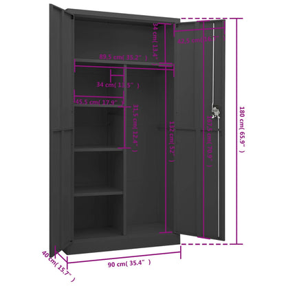 vidaXL Locker Cabinet | Anthracite | Steel | Locker Cabinet | Rectangular