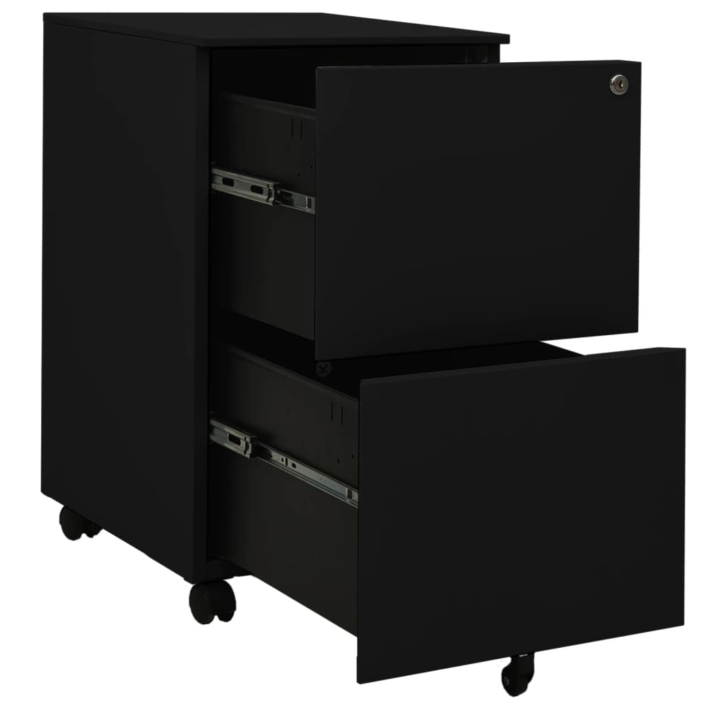 vidaXL File Cabinet | Black | Steel | 39x45x67 cm | File Cabinet | Rectangular