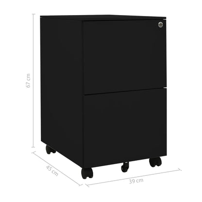vidaXL File Cabinet | Black | Steel | 39x45x67 cm | File Cabinet | Rectangular
