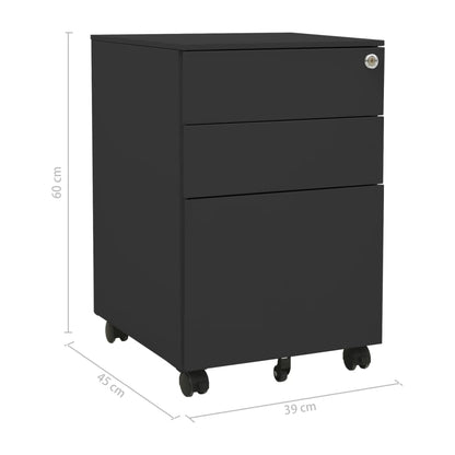 vidaXL Mobile File Cabinet Anthracite 39x45x60 cm Steel