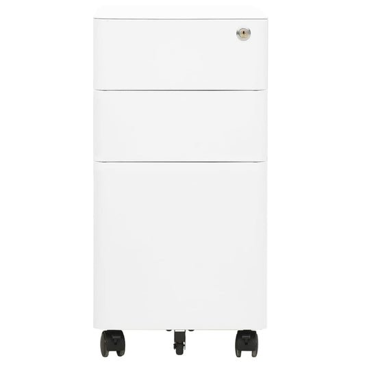 vidaXL File Cabinet | White | Steel | Small | Locks | File Cabinet | Rectangular