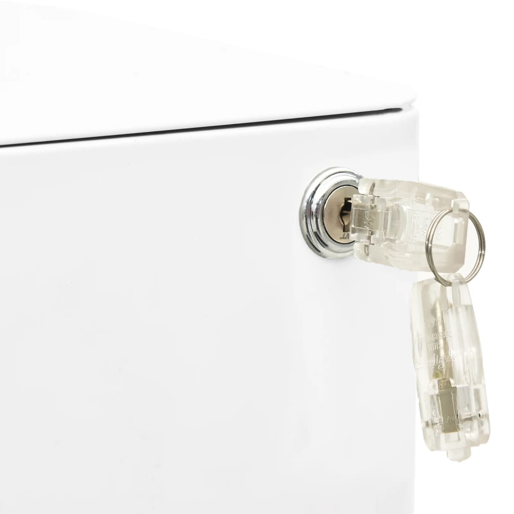 vidaXL File Cabinet | White | Steel | Small | Locks | File Cabinet | Rectangular