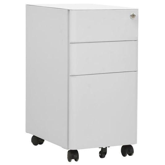 vidaXL File Cabinet | Light grey | Steel | Slides under a desk