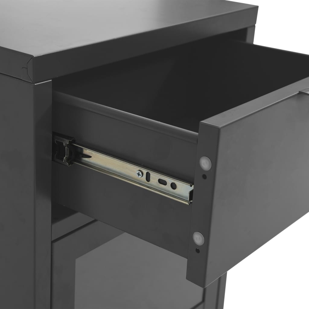 vidaXL Nightstand Anthracite 40x30x54.5 cm Steel and Glass