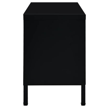 vidaXL TV Cabinet | Black | Black powder-coated steel, tempered glass