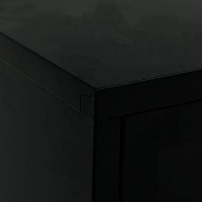 vidaXL TV Cabinet | Black | Black powder-coated steel, tempered glass