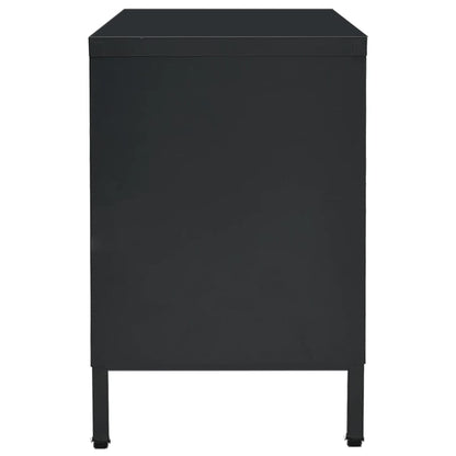 vidaXL TV Cabinet | Black | Black powder-coated steel | Medium | Adjustable Feet