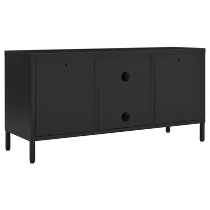 vidaXL TV Cabinet | Black | Black powder-coated steel | Medium | Adjustable Feet