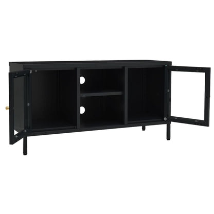 vidaXL TV Cabinet | Black | Black powder-coated steel | Medium | Adjustable Feet